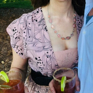 H&m Dusty Rose‎ Lace Front Midi Dress Sz 10